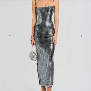 Silver Sequin Evening Dress